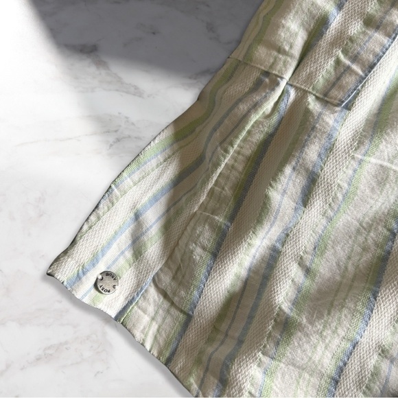 Roxy Button Front Stripes Dress In White/Green/Blue Size L - Picture 8 of 8